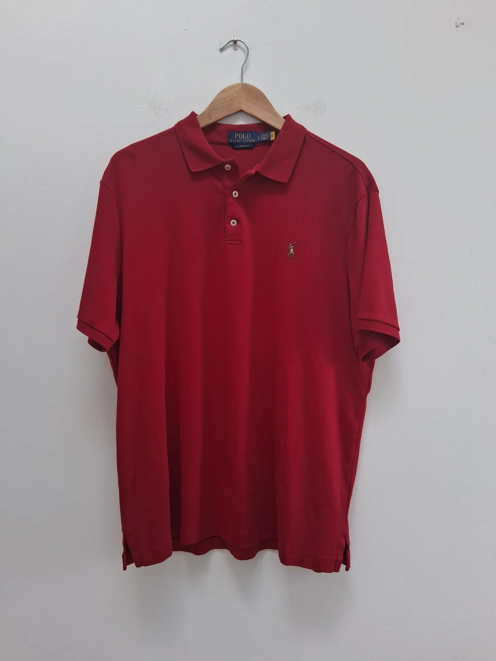 Ralph Lauren Men’s Classic Fit Red Polo with Embroidered Pony Logo Large Classic